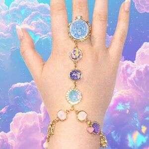 Handmade  Crystal Hand Chain Ring Bracelet Statement Jewelry One of a Kind